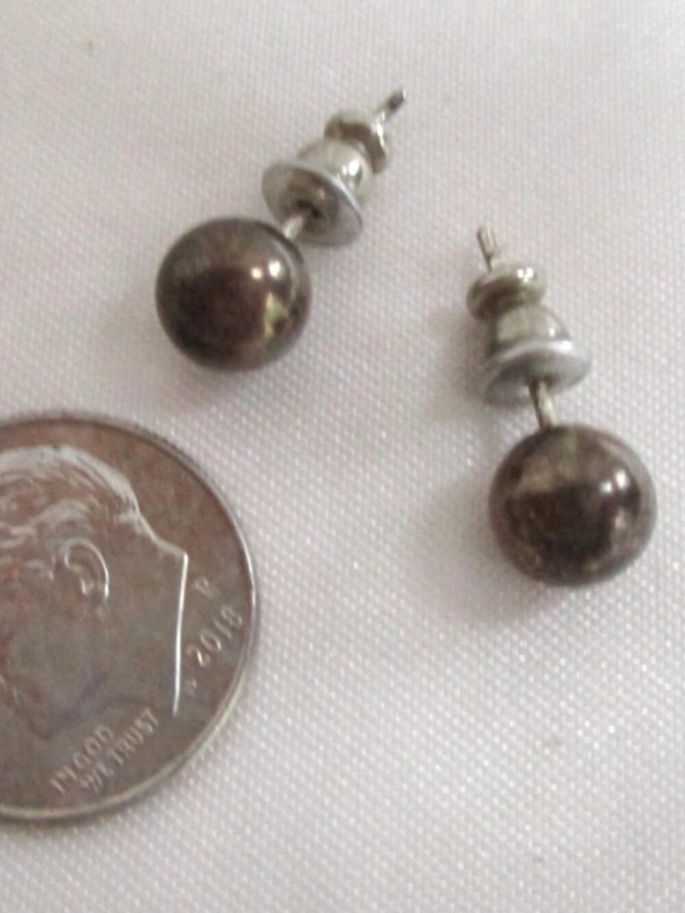 Vintage 7mm Round Ball Post Stud Sterling Earrings Marked 925